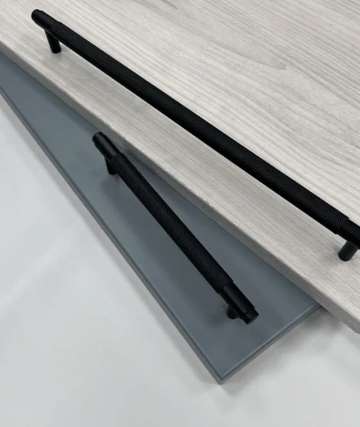 Corbridge Knurled Bar Handle in Black, Includes Long Wardrobe Size | Aspin Collins