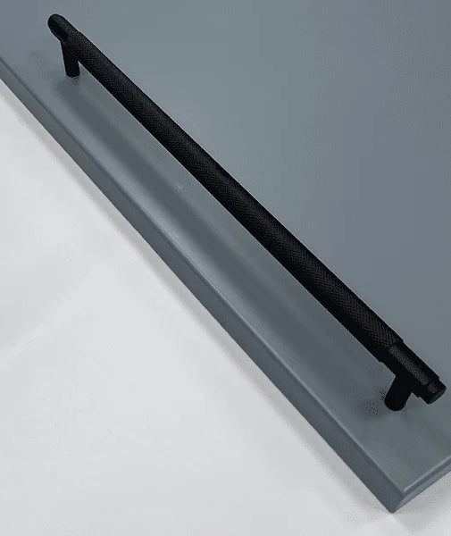 Corbridge Knurled Bar Handle in Black, Includes Long Wardrobe Size | Aspin Collins