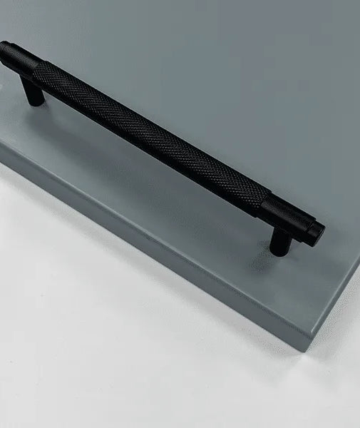 Corbridge Knurled Bar Handle in Black, Includes Long Wardrobe Size | Aspin Collins