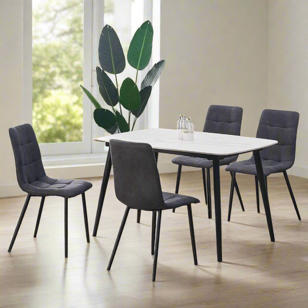 Set of 4 Faux Suede Dining Chairs – Black, Anthracite, Light Grey, | Aspin Collins