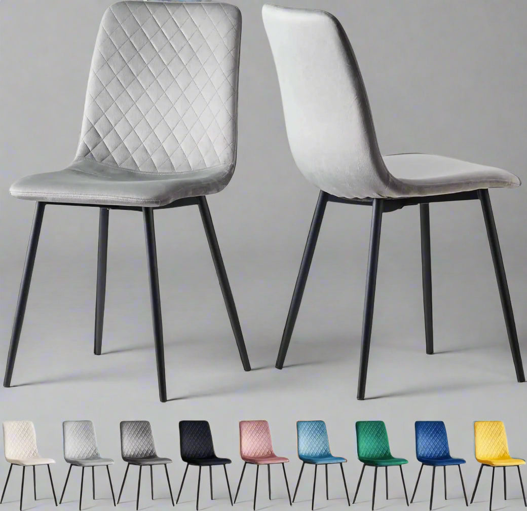 Set of 2 Velvet Dining Chairs – Lexi Style with Black Metal Legs | Aspin Collins