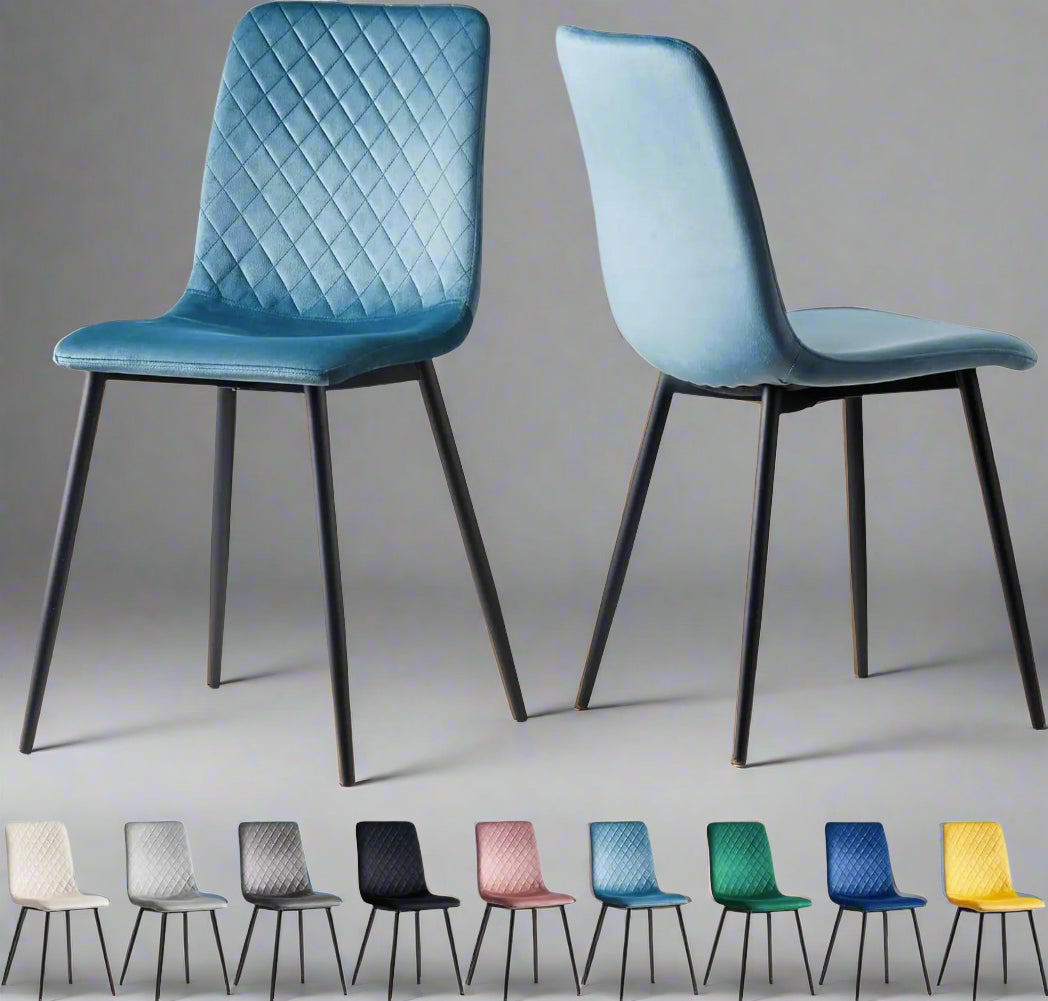 Set of 2 Velvet Dining Chairs – Lexi Style with Black Metal Legs | Aspin Collins