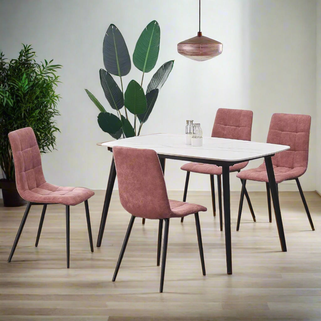 Set of 4 Faux Suede Dining Chairs – Black, Anthracite, Light Grey, | Aspin Collins