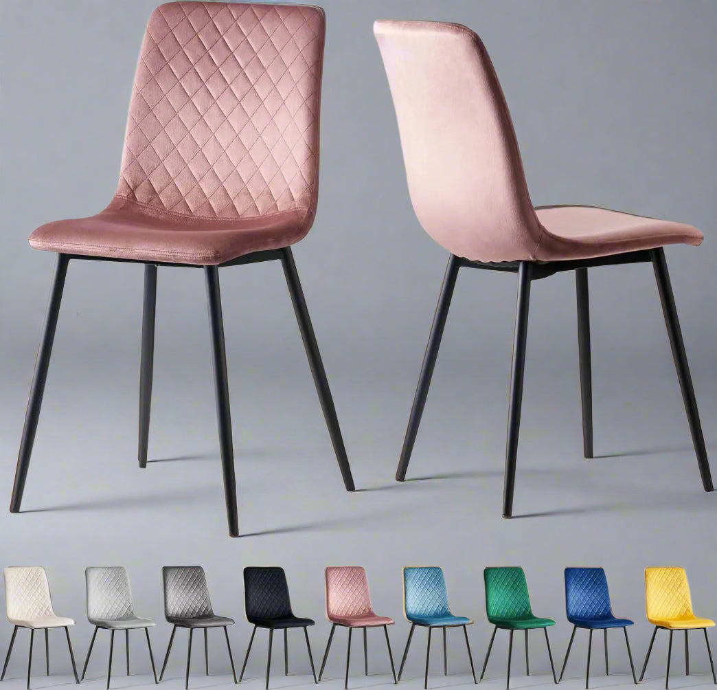 Set of 2 Velvet Dining Chairs – Lexi Style with Black Metal Legs | Aspin Collins