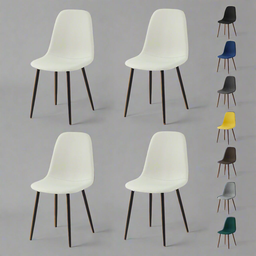 Set of 4 Modern Linen Fabric Dining Chairs – Upholstered with Metal Legs | Aspin Collins