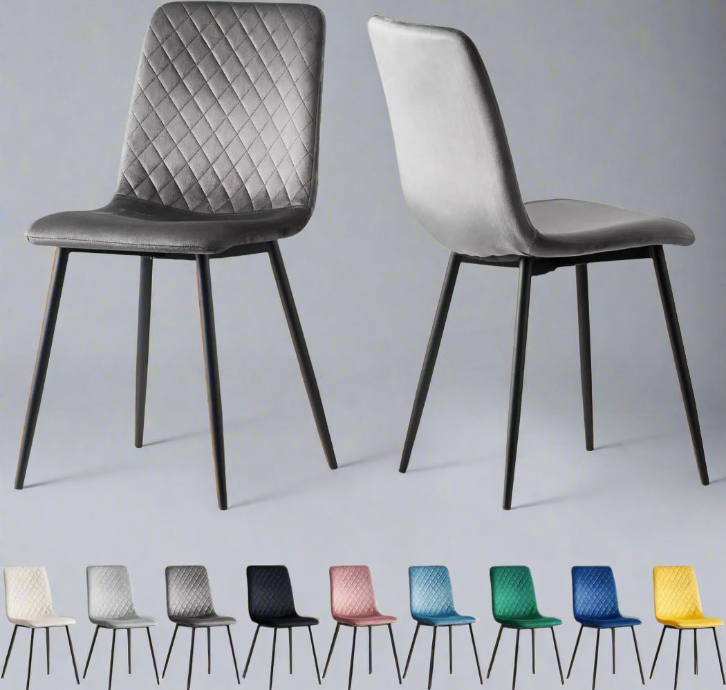 Set of 2 Velvet Dining Chairs – Lexi Style with Black Metal Legs | Aspin Collins