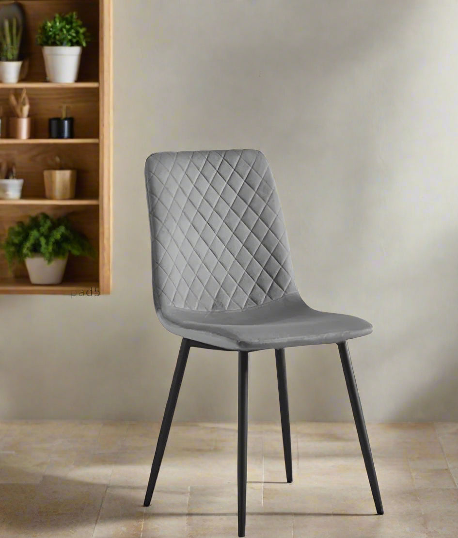 Set of 2 Velvet Dining Chairs – Lexi Style with Black Metal Legs | Aspin Collins