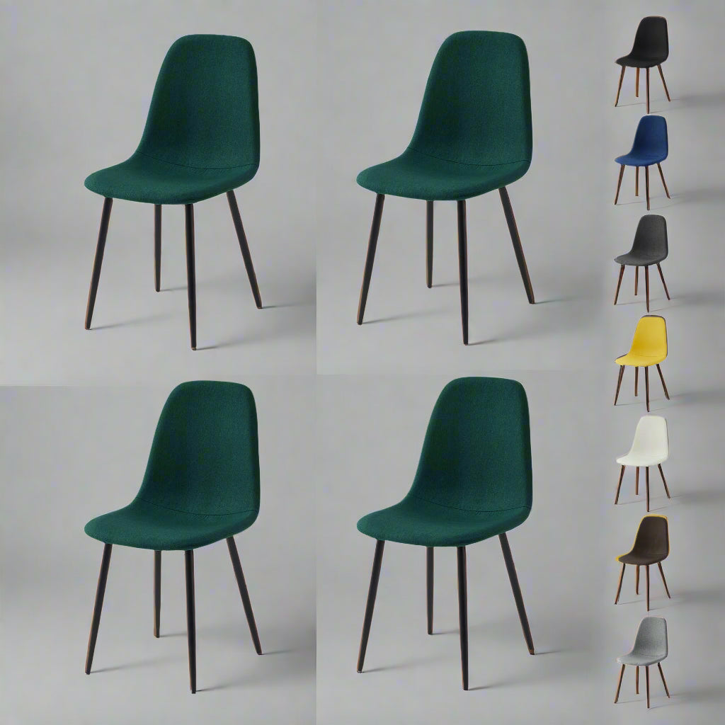 Set of 4 Modern Linen Fabric Dining Chairs – Upholstered with Metal Legs | Aspin Collins