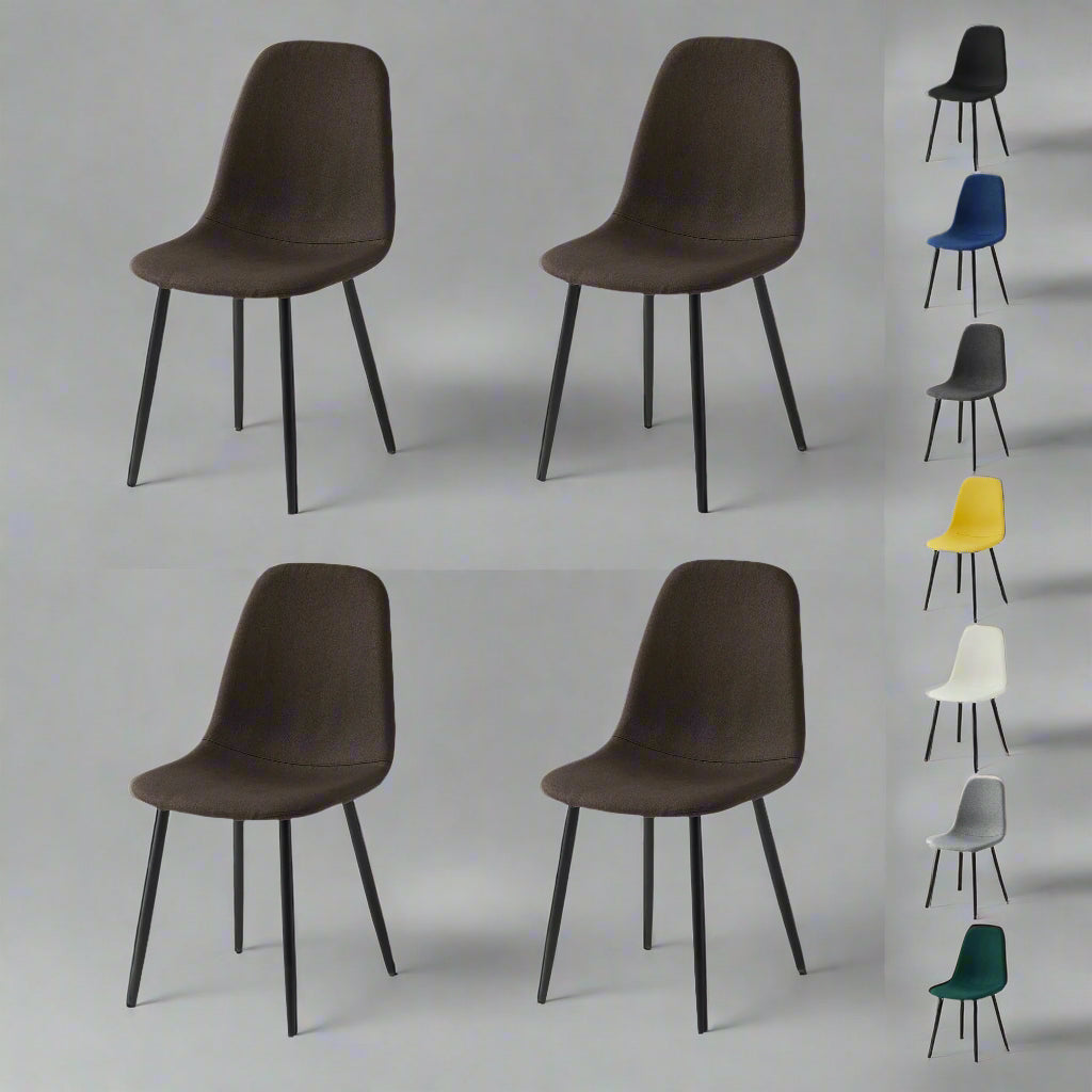 Set of 4 Modern Linen Fabric Dining Chairs – Upholstered with Metal Legs | Aspin Collins