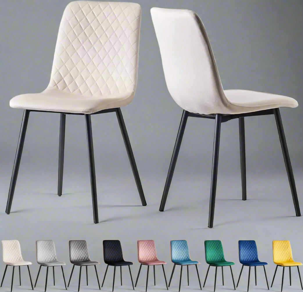 Set of 2 Velvet Dining Chairs – Lexi Style with Black Metal Legs | Aspin Collins