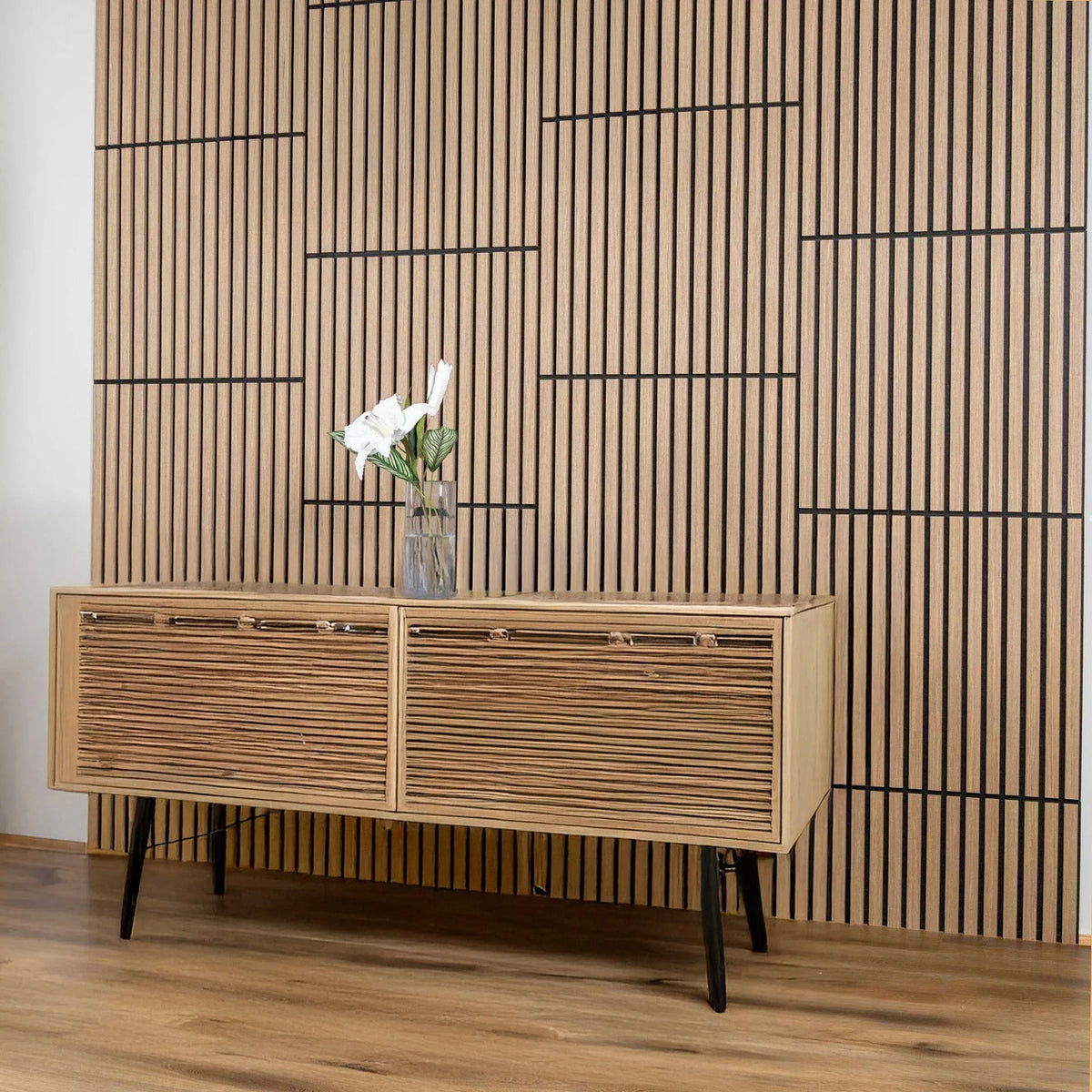 Briksdal - Square Acoustic Slat Wall Panels (Set of 4) | Aspin Collins
