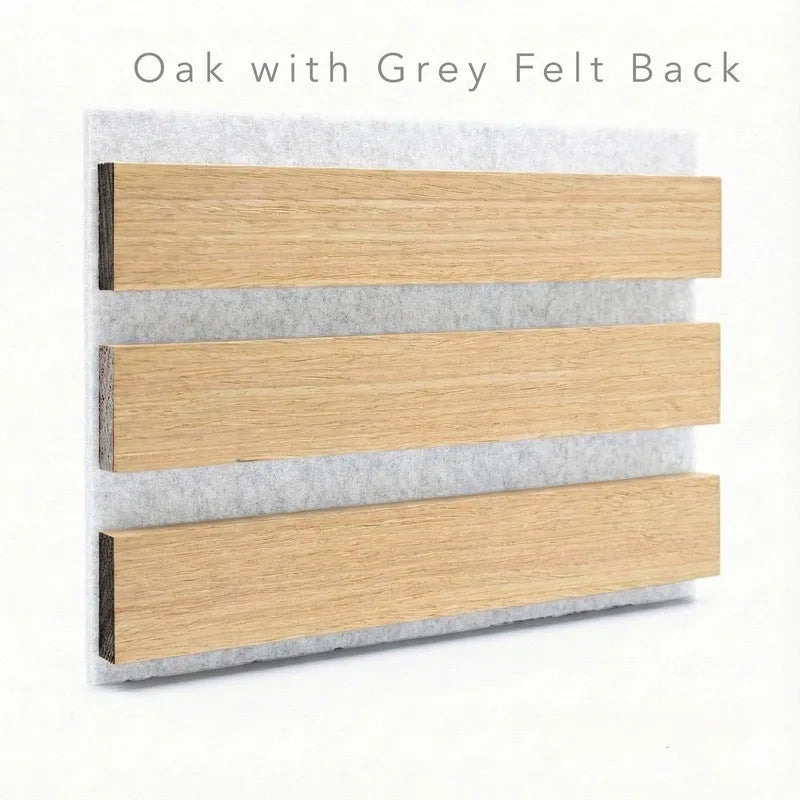 Solvang - Oak Straight Square Slat Wall Panels | Grey Felt Backing (Pack of 6) | Apsin Collins