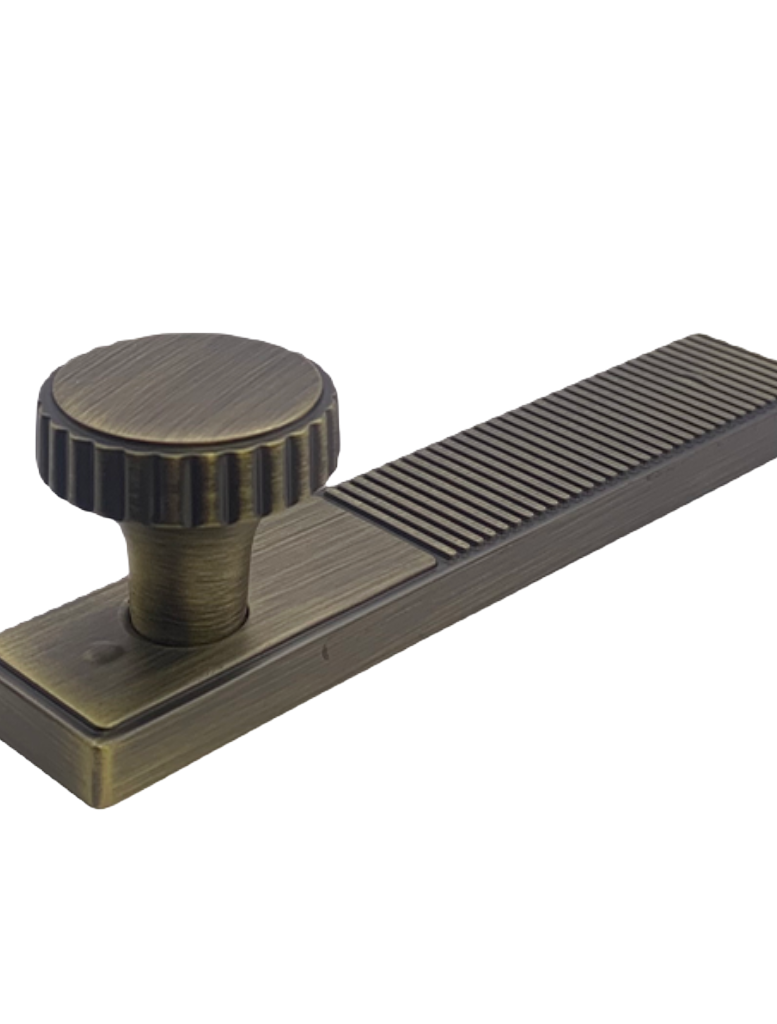 Lined Knob & Backplate Handle – Eton | Antique Brass / Anthracite / Gold | Aspin Collins