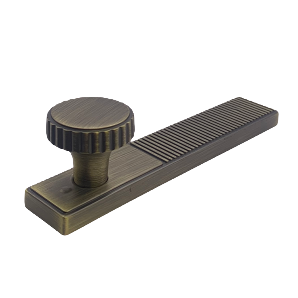 Lined Knob & Backplate Handle – Eton | Antique Brass / Anthracite / Gold | Aspin Collins