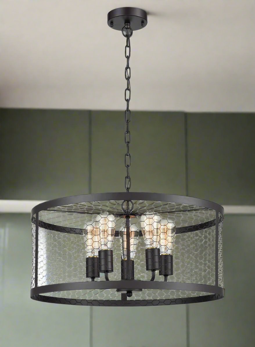 Bach Vintage Mesh Cage Pendant Light | Industrial-Inspired Statement Lighting | Aspin Collins