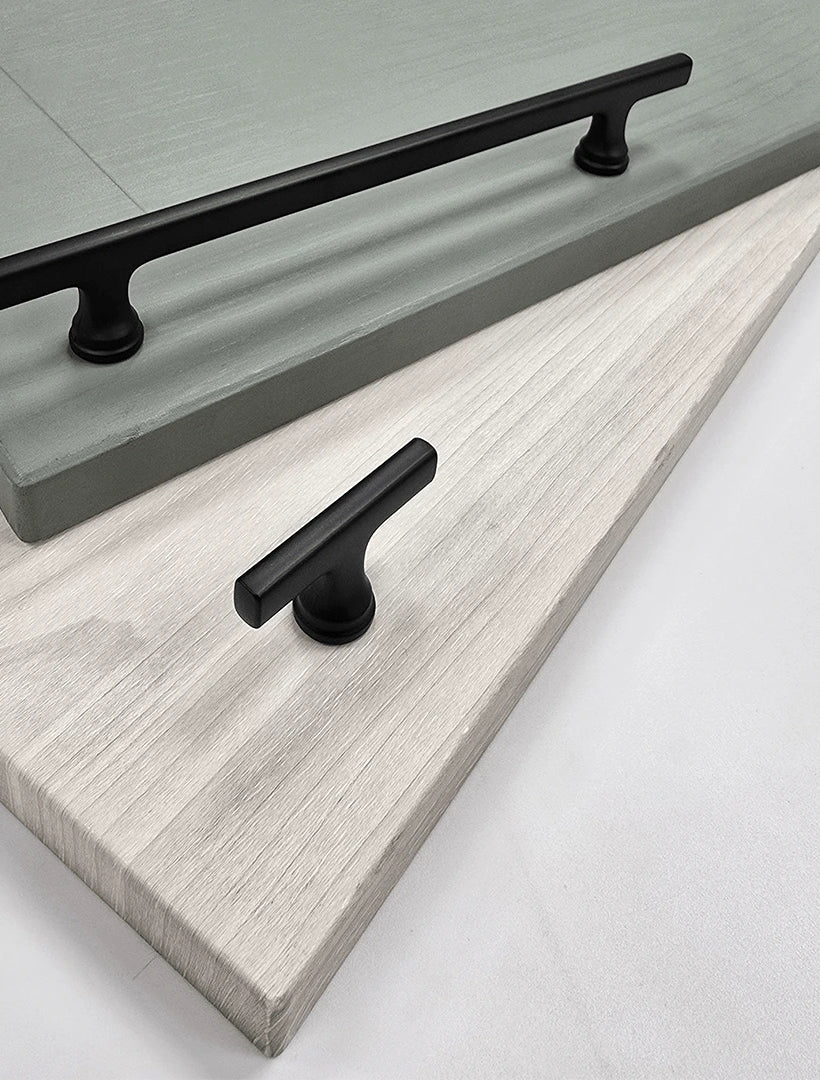 Alderley Slim T-Bar Handle with Matching Knob | Black | Aspin Collins