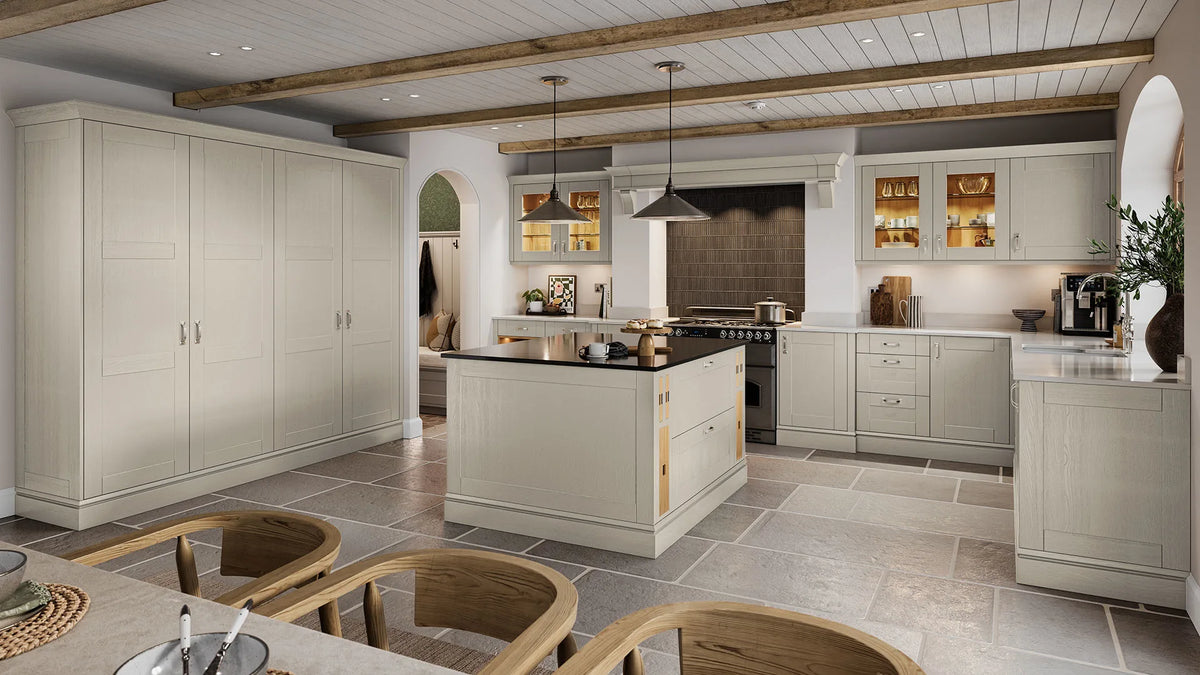 Taupe | Wide Frame Solid Wood Shaker Kitchen Door | Aspin Collins