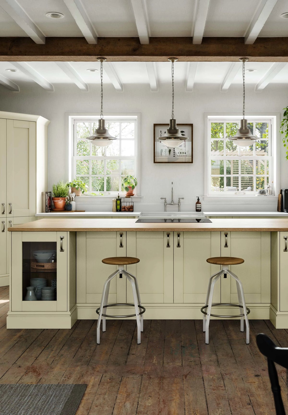 Porcelain | Wide Frame Solid Wood Shaker Kitchen Door | Aspin Collins