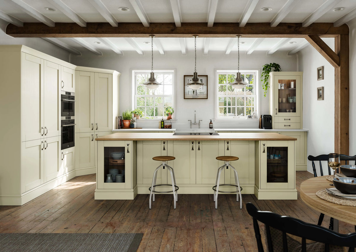 Porcelain | Wide Frame Solid Wood Shaker Kitchen Door | Aspin Collins