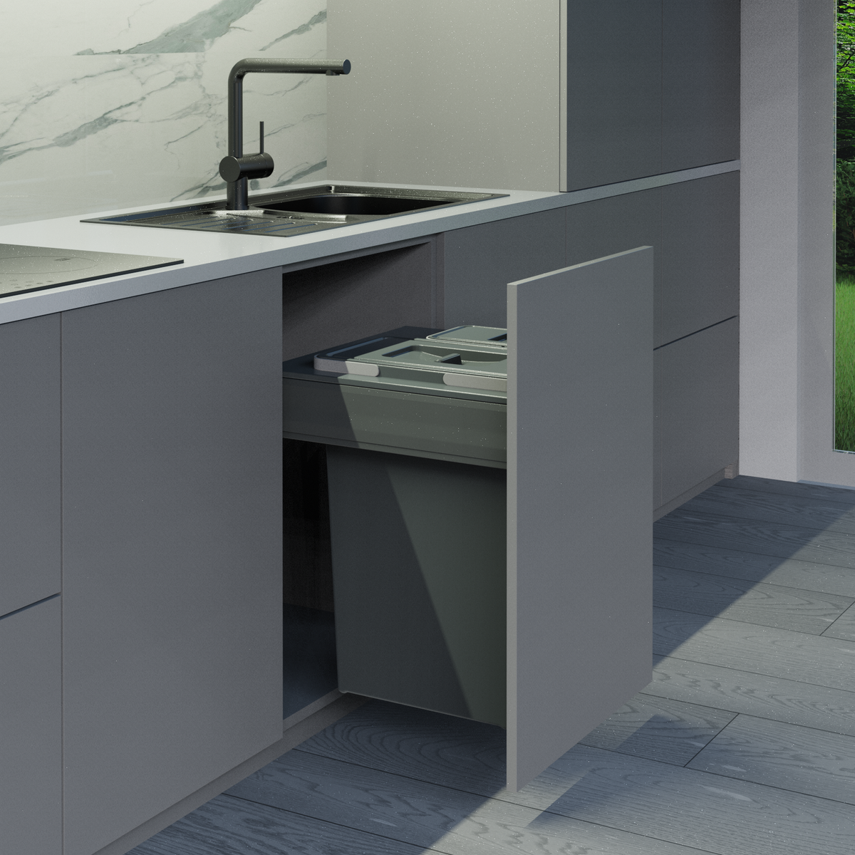 Dragon Pull Out Wastebin – Sleek, Durable - Space-Saving Kitchen Solution | Aspin Collins