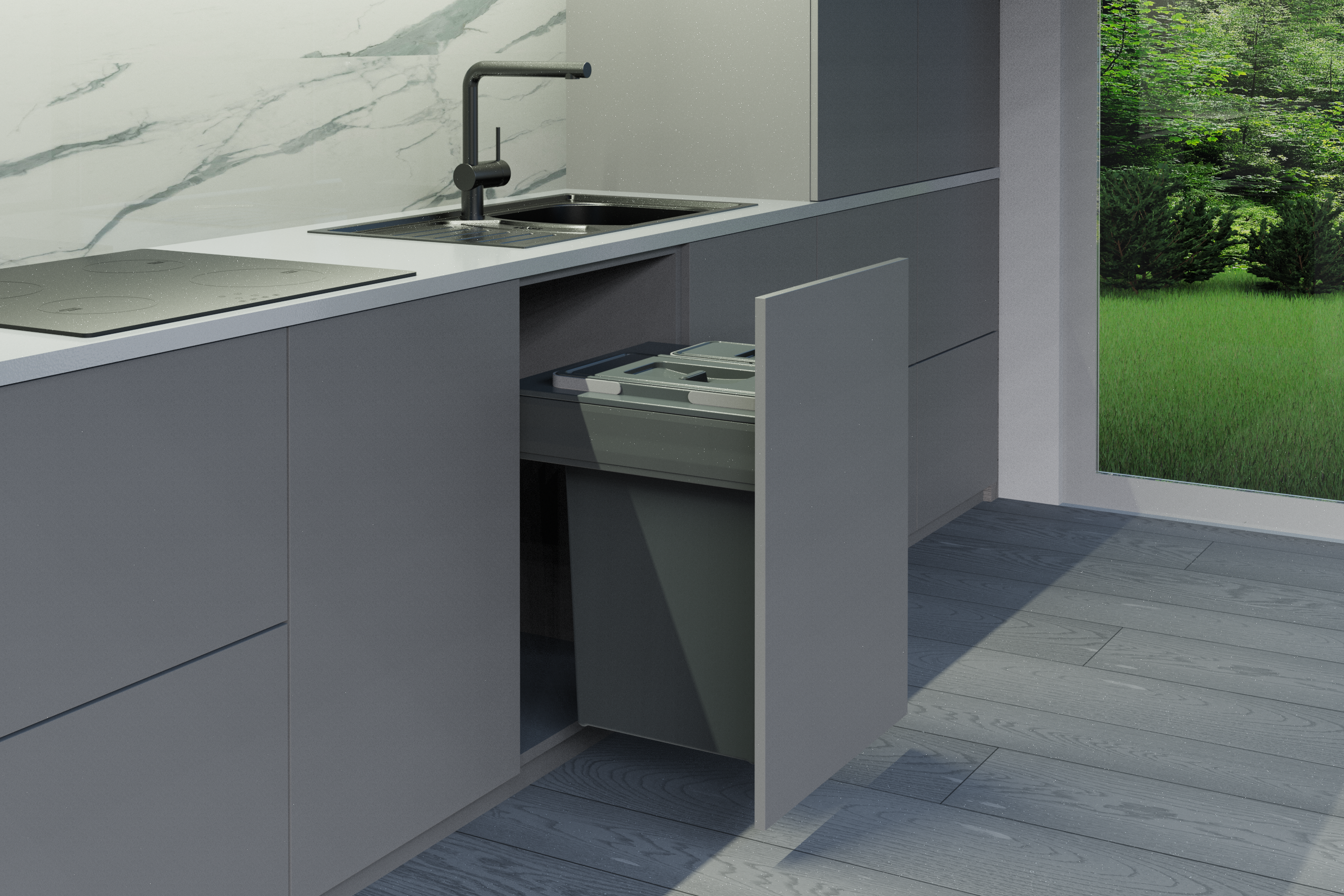 Dragon Pull Out Wastebin – Sleek, Durable - Space-Saving Kitchen Solution | Aspin Collins