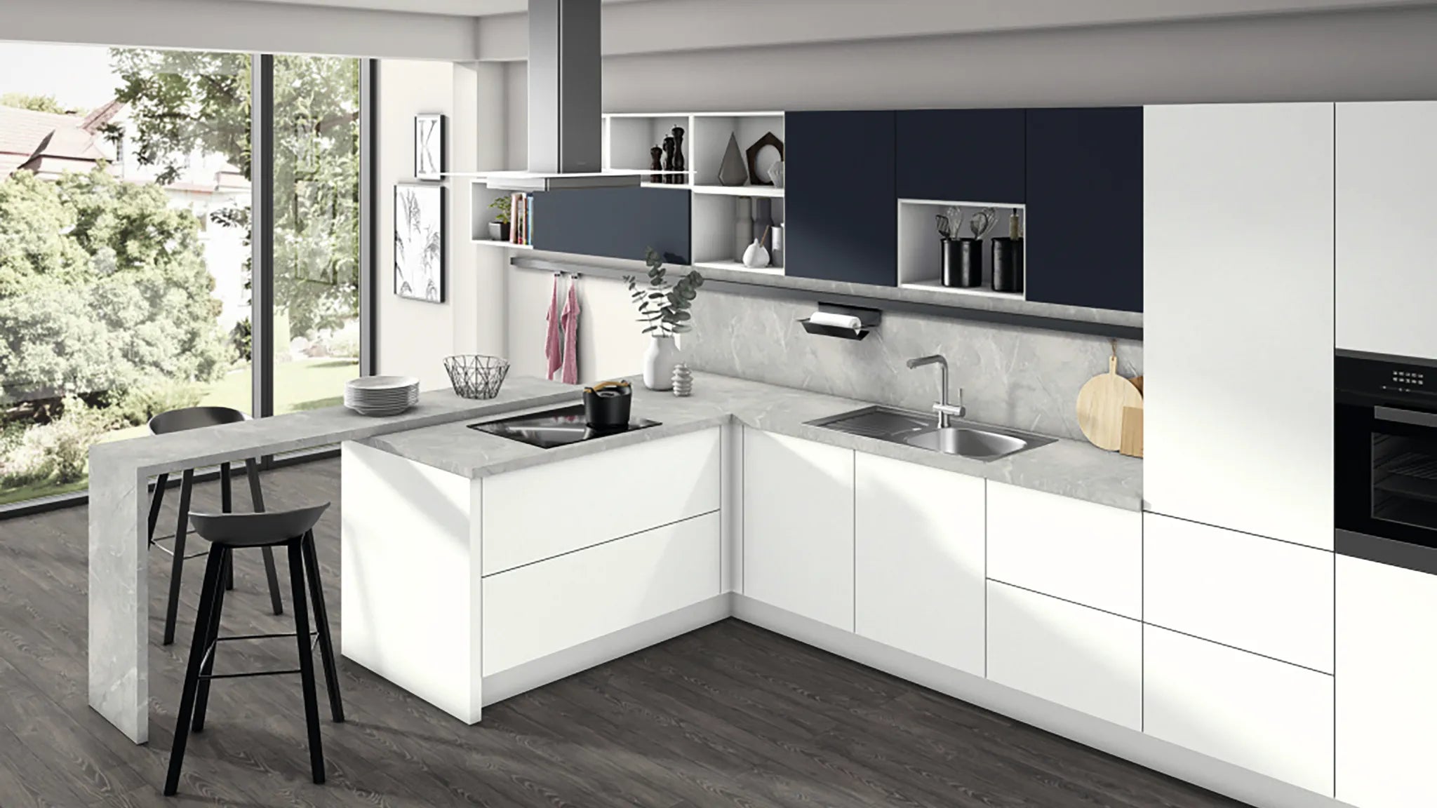 Light Grey Valmasino Marble Effect Egger Laminate Worktop | Aspin Collins