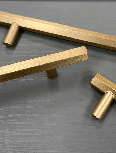 Hex Style T Bar Handle & Knob | Eldente | Cabinet Pull Black & Gold | Aspin Collins
