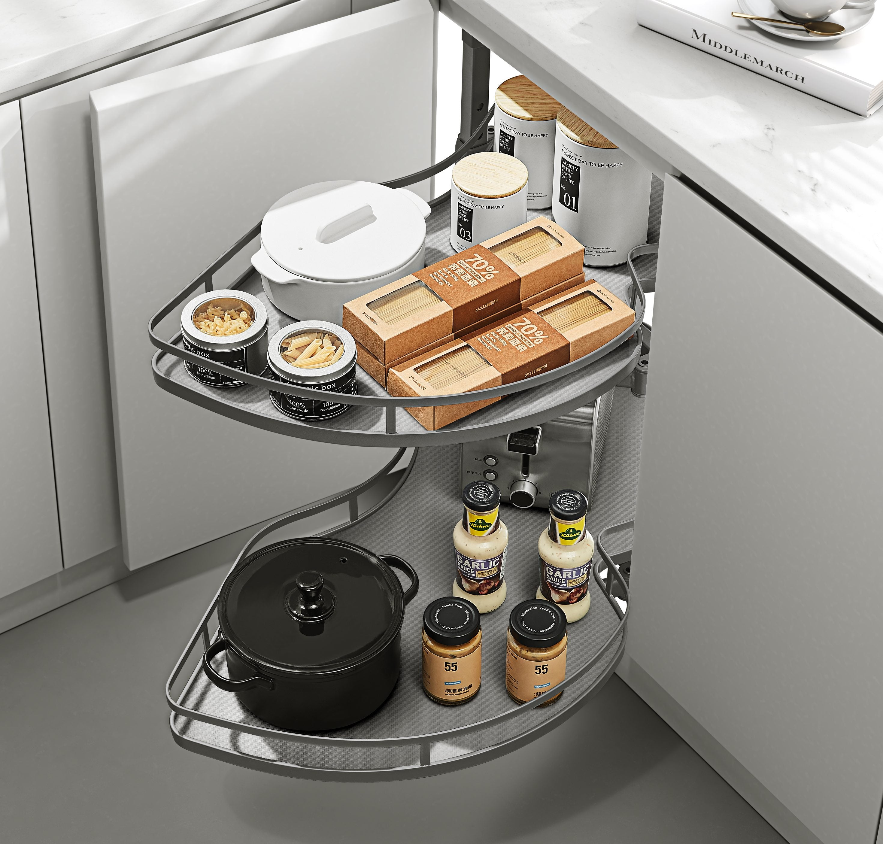 Pull-Out Swing Tray Corner Unit | Space-Saving Corner Cabinet Storage | Aspin Collins