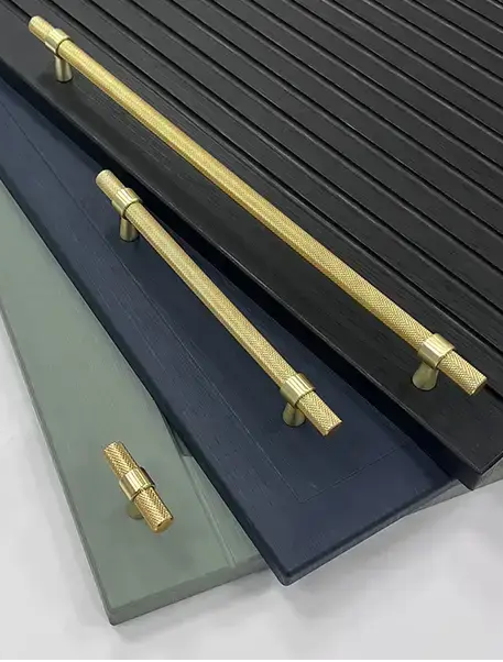 Knurled T-Bar Handle | Miami | Modern Cabinet Handle in Mocha, Black & Gold | Aspin Collins