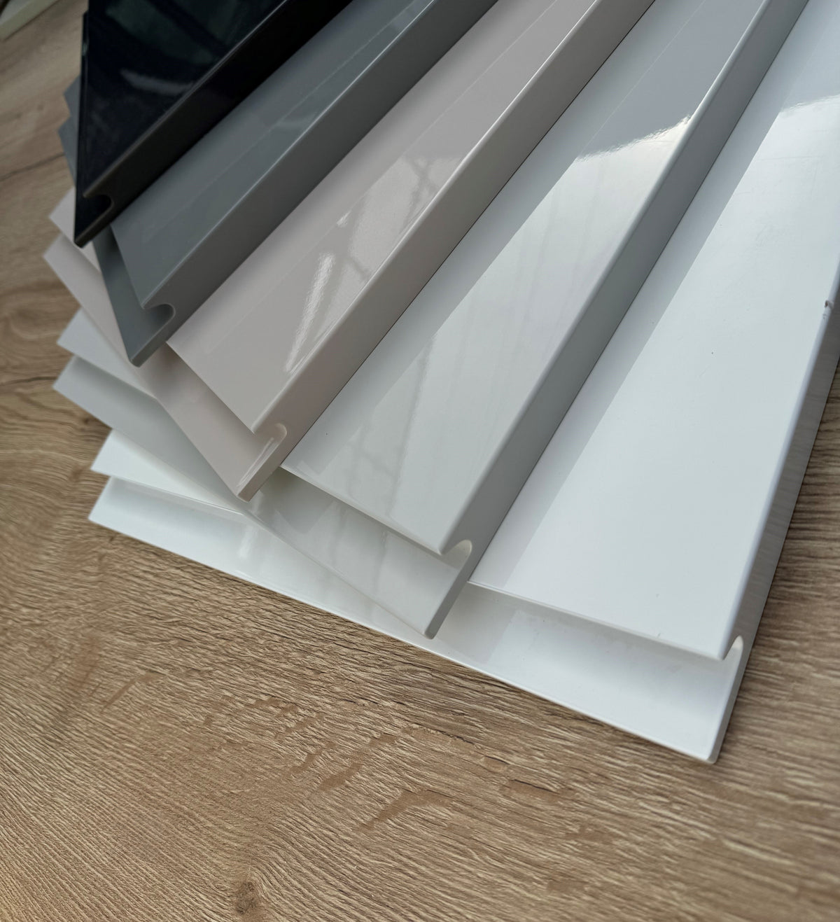 Dust Grey High-Gloss Handleless Kitchen Door | Levana | Aspin Collins