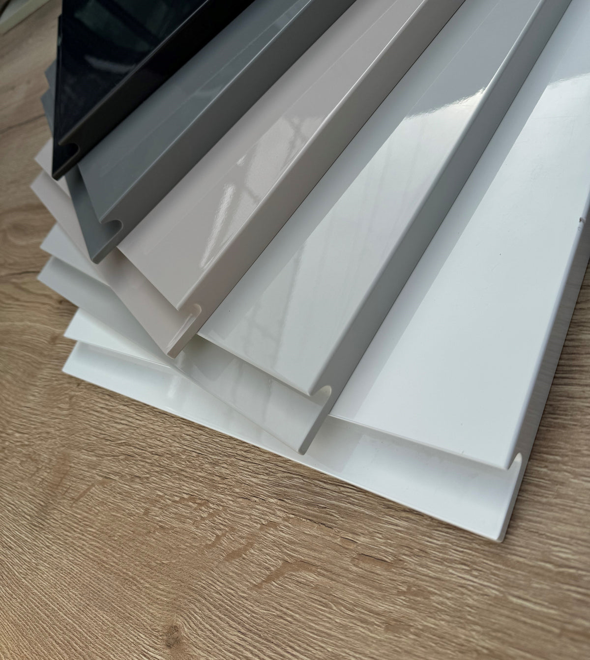 Dust Grey High-Gloss Handleless Kitchen Door | Levana | Aspin Collins