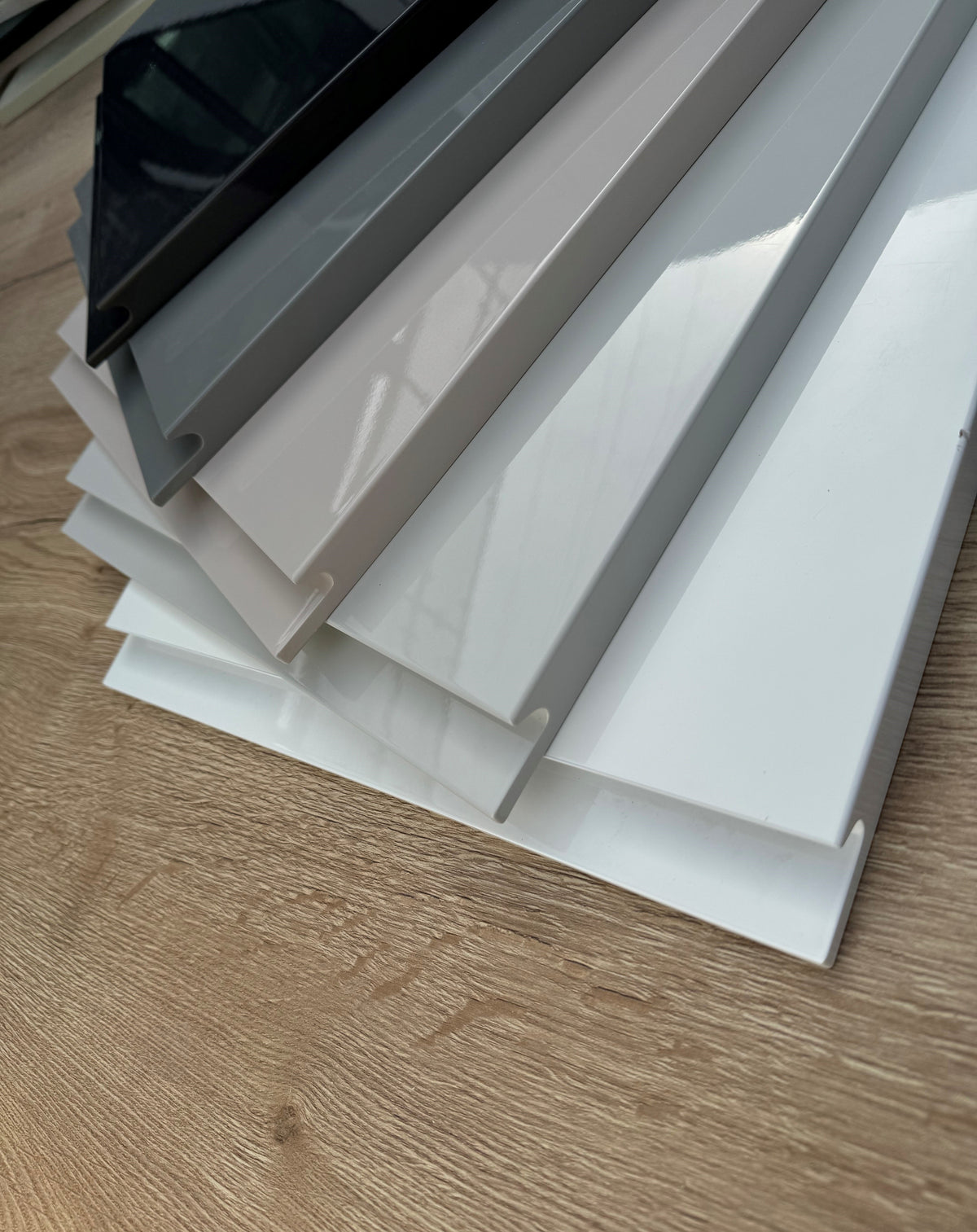 Dust Grey High-Gloss Handleless Kitchen Door | Levana | Aspin Collins