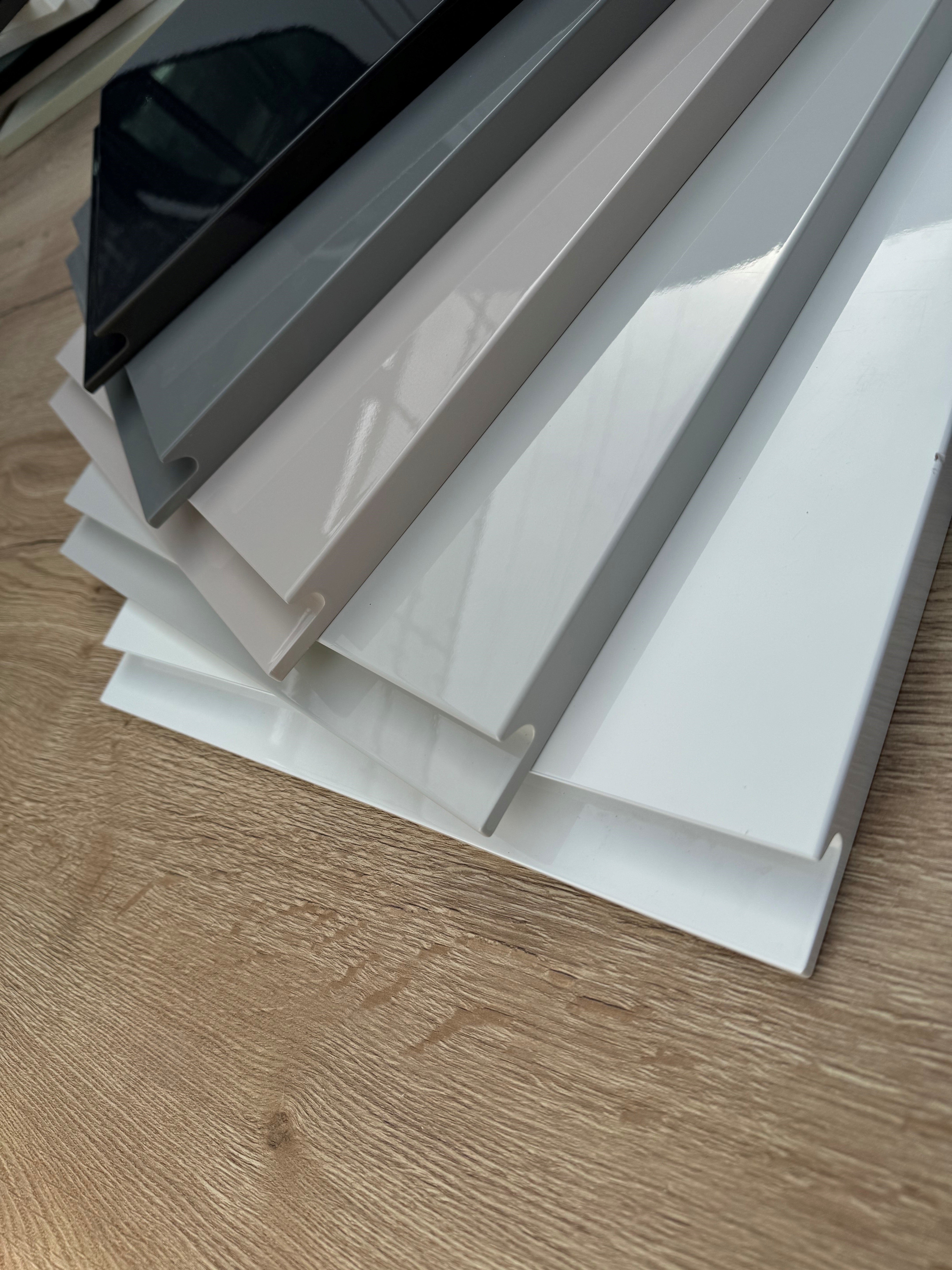 Dust Grey High-Gloss Handleless Kitchen Door | Levana | Aspin Collins