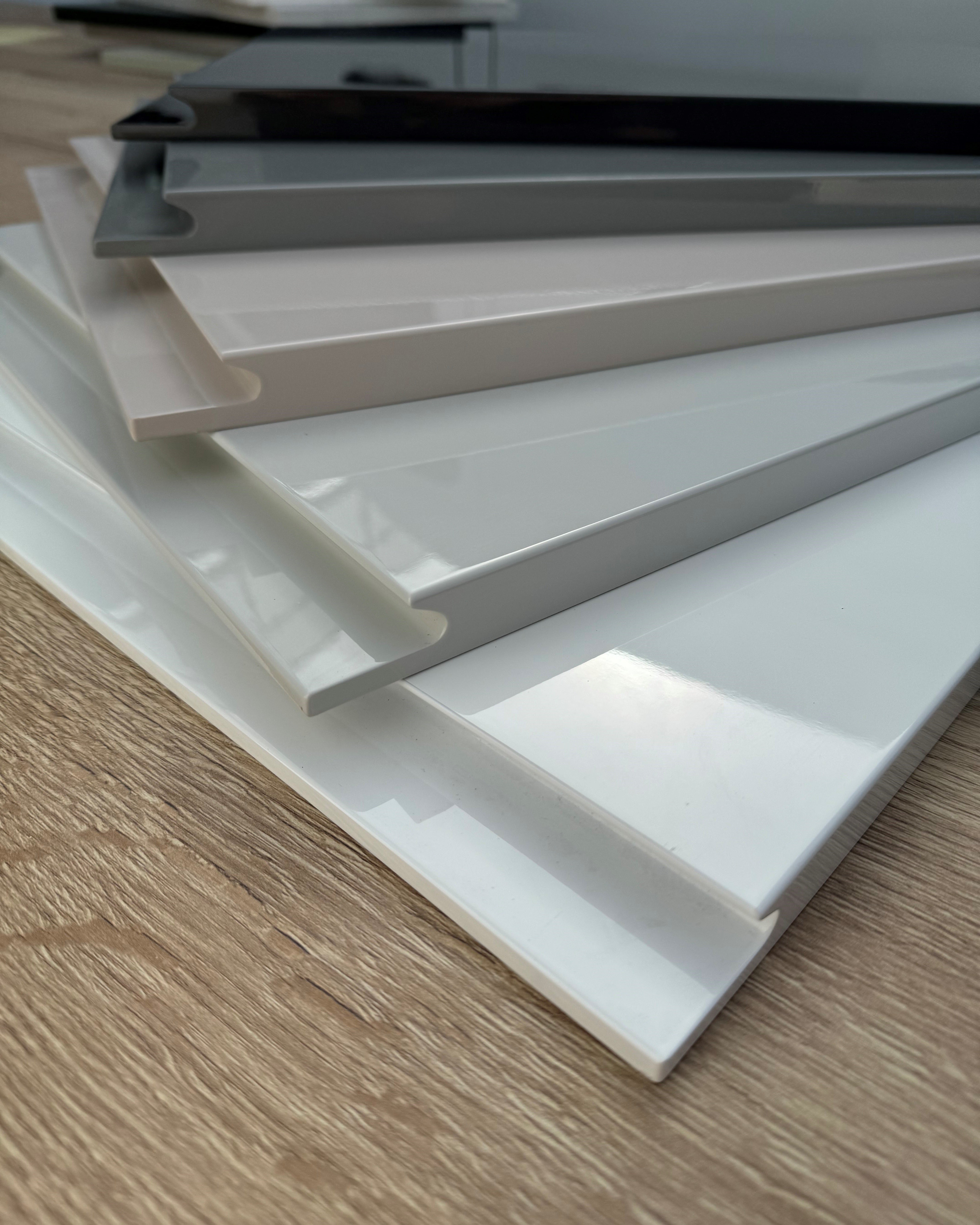 Dust Grey High-Gloss Handleless Kitchen Door | Levana | Aspin Collins