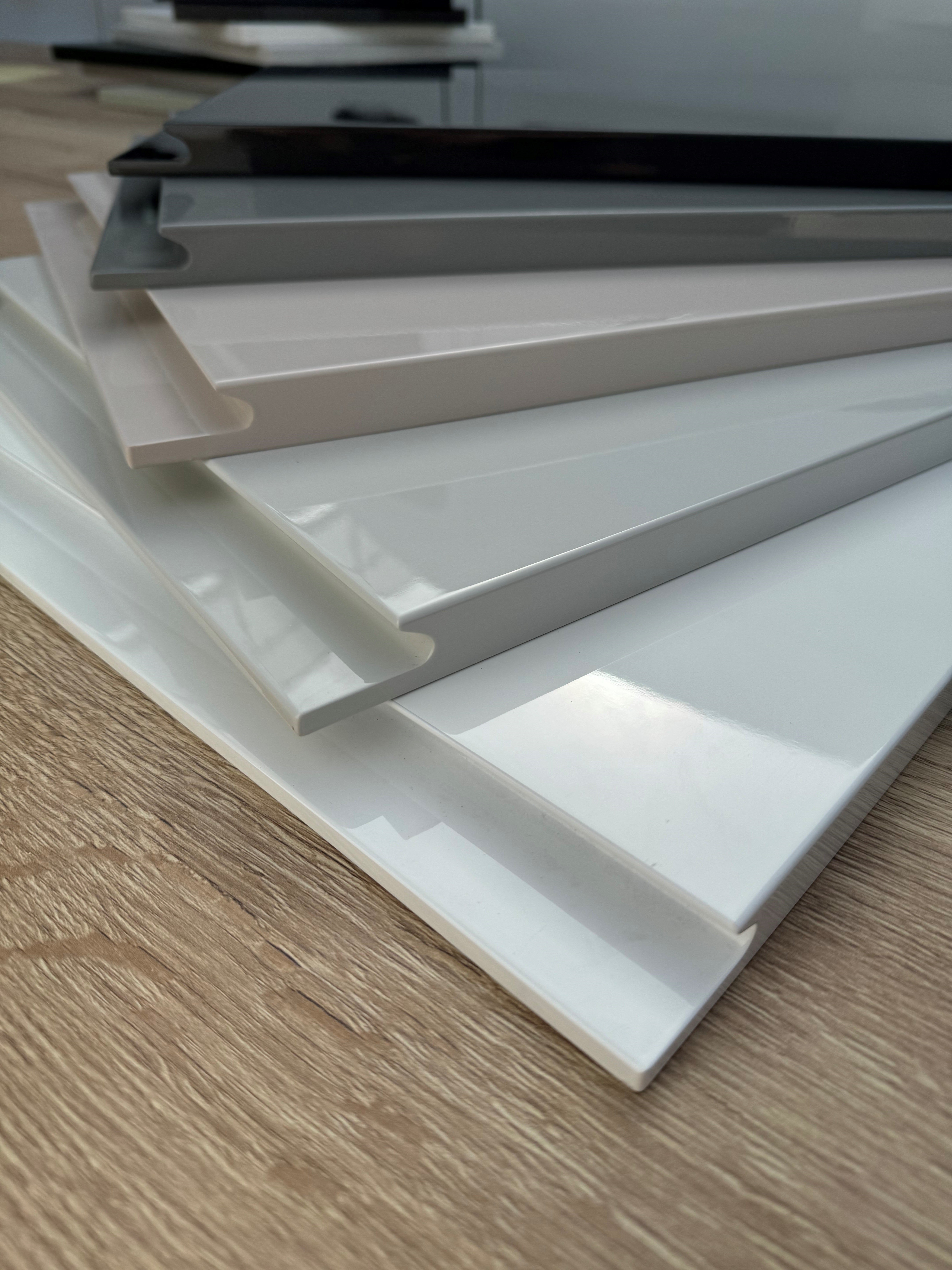 Dust Grey High-Gloss Handleless Kitchen Door | Levana | Aspin Collins