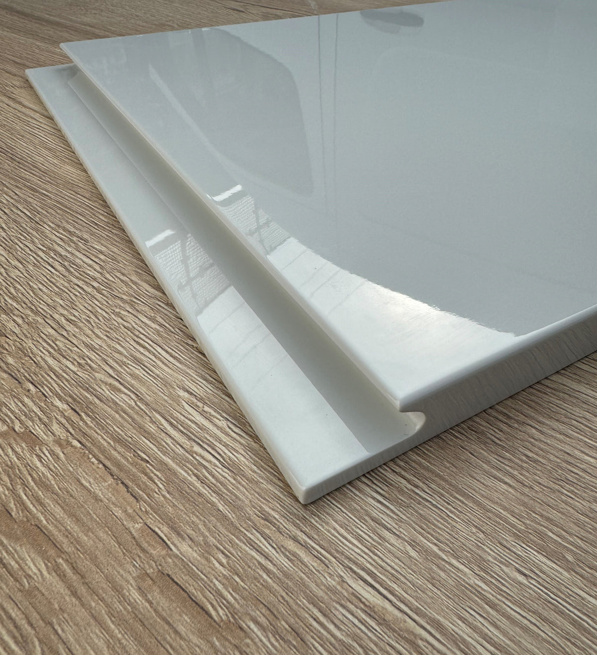 Levana Light Grey Gloss Kitchen Doors | High-Gloss Light Grey Handleless Doors | Aspin Collins