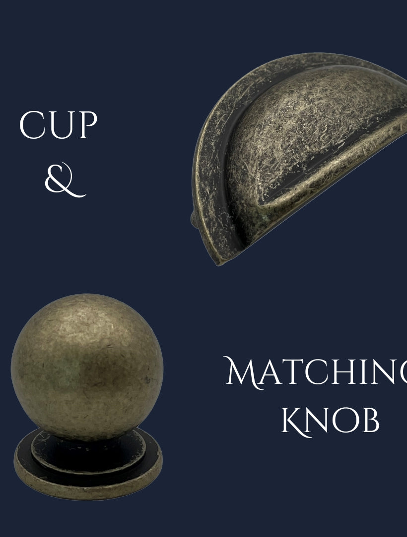 Pico Cabinet Knob and Cup | Antique Brass | Aspin Collins