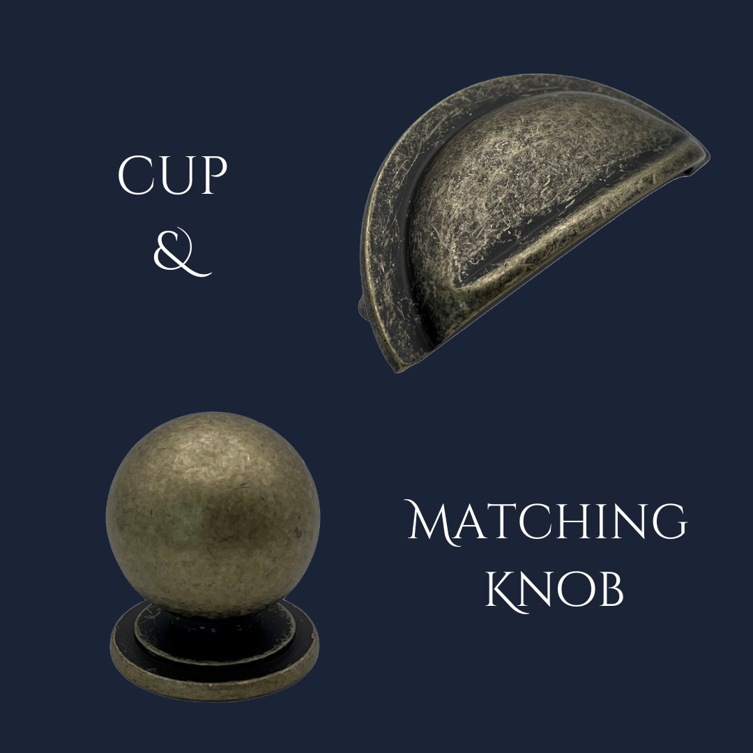 Pico Cabinet Knob and Cup | Antique Brass | Aspin Collins