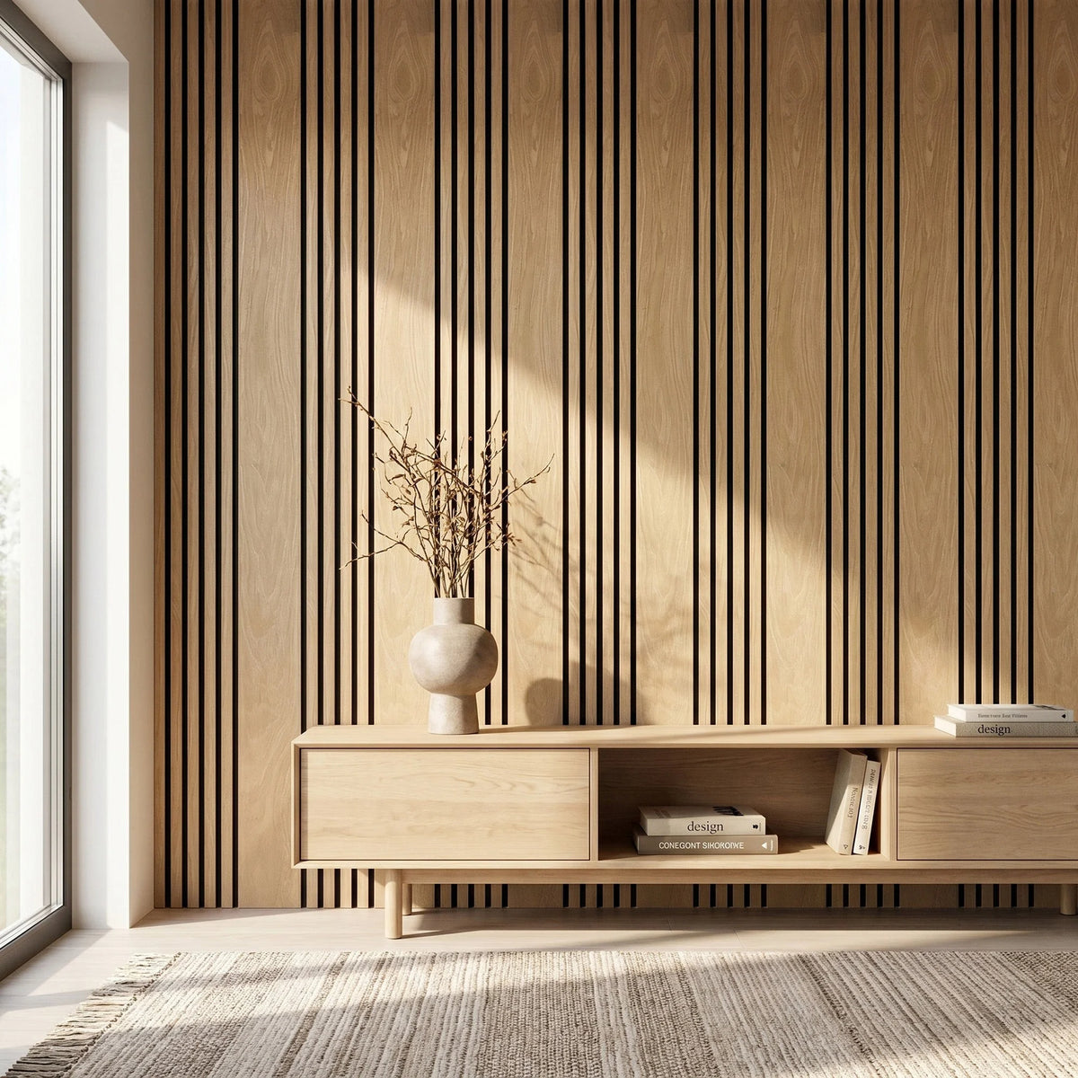 Aslund - Wide Random Rhythmic Slat Wall Panels (Set of 2) | Aspin Collins
