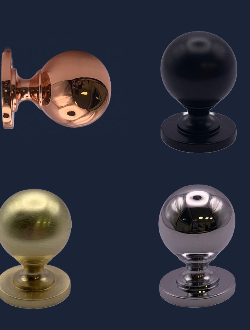 Smooth Knob Handle – Radcliffe | Black / Copper / Chrome / Gold | Versatile Fit | Aspin Collins