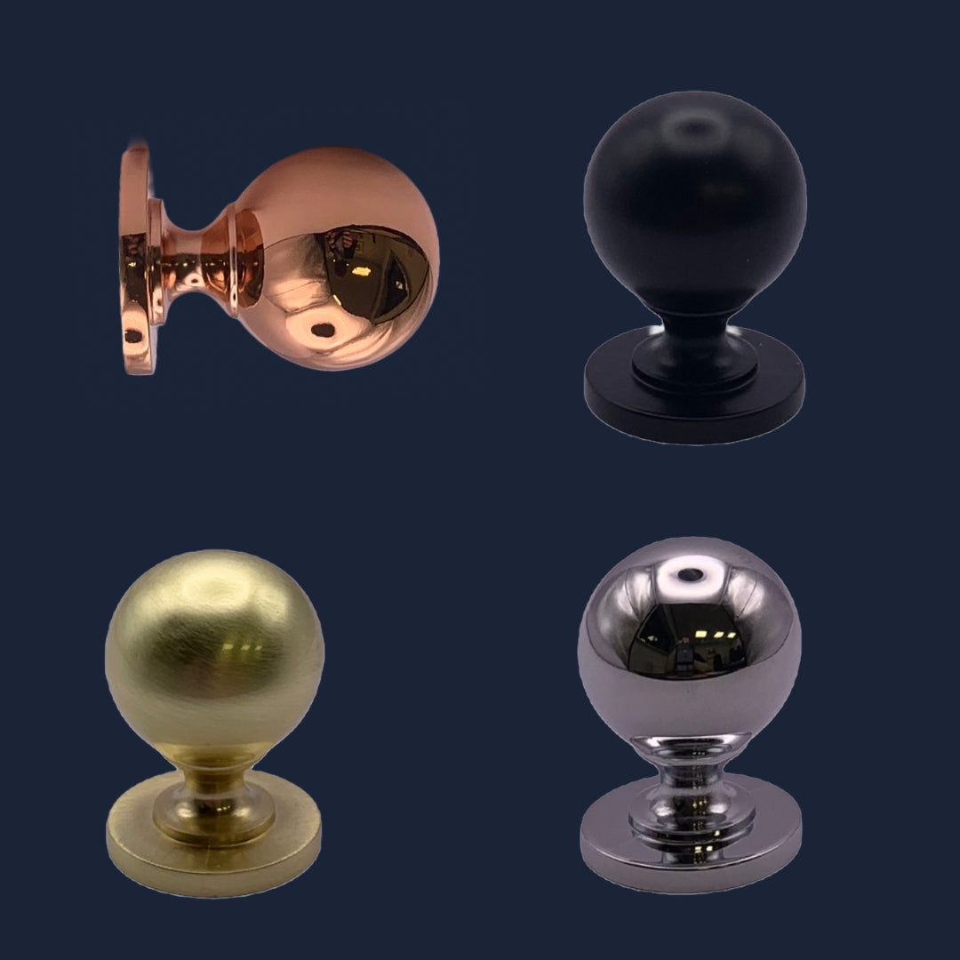 Smooth Knob Handle – Radcliffe | Black / Copper / Chrome / Gold | Versatile Fit | Aspin Collins