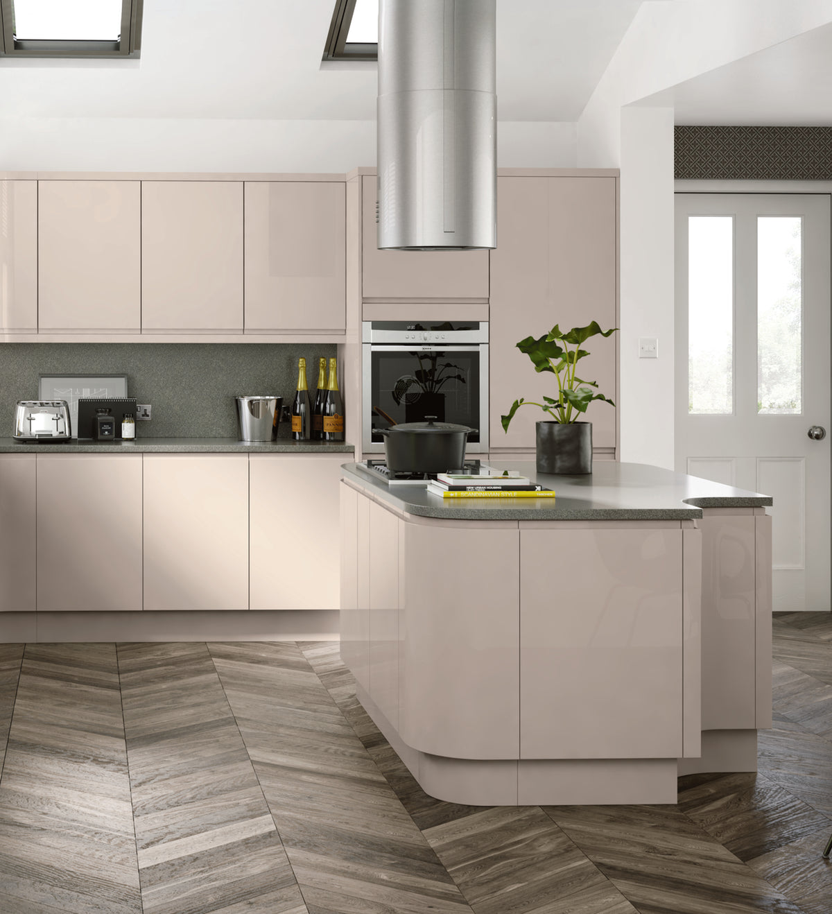 Cashmere High-Gloss Handleless Kitchen Door | Levana | Aspin Collins