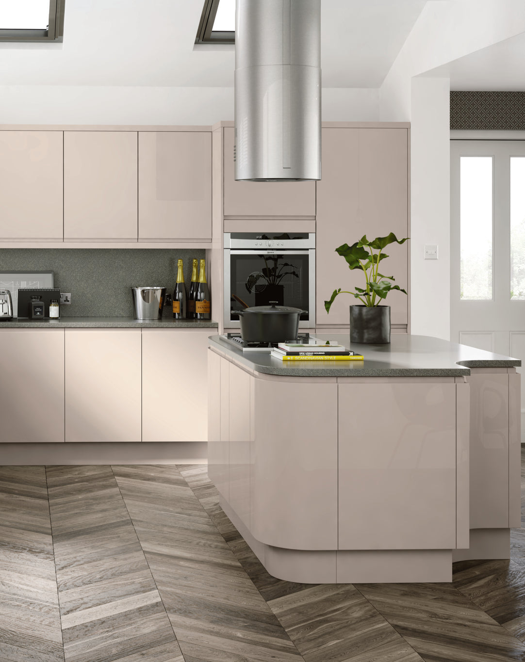 Cashmere High-Gloss Handleless Kitchen Door | Levana | Aspin Collins