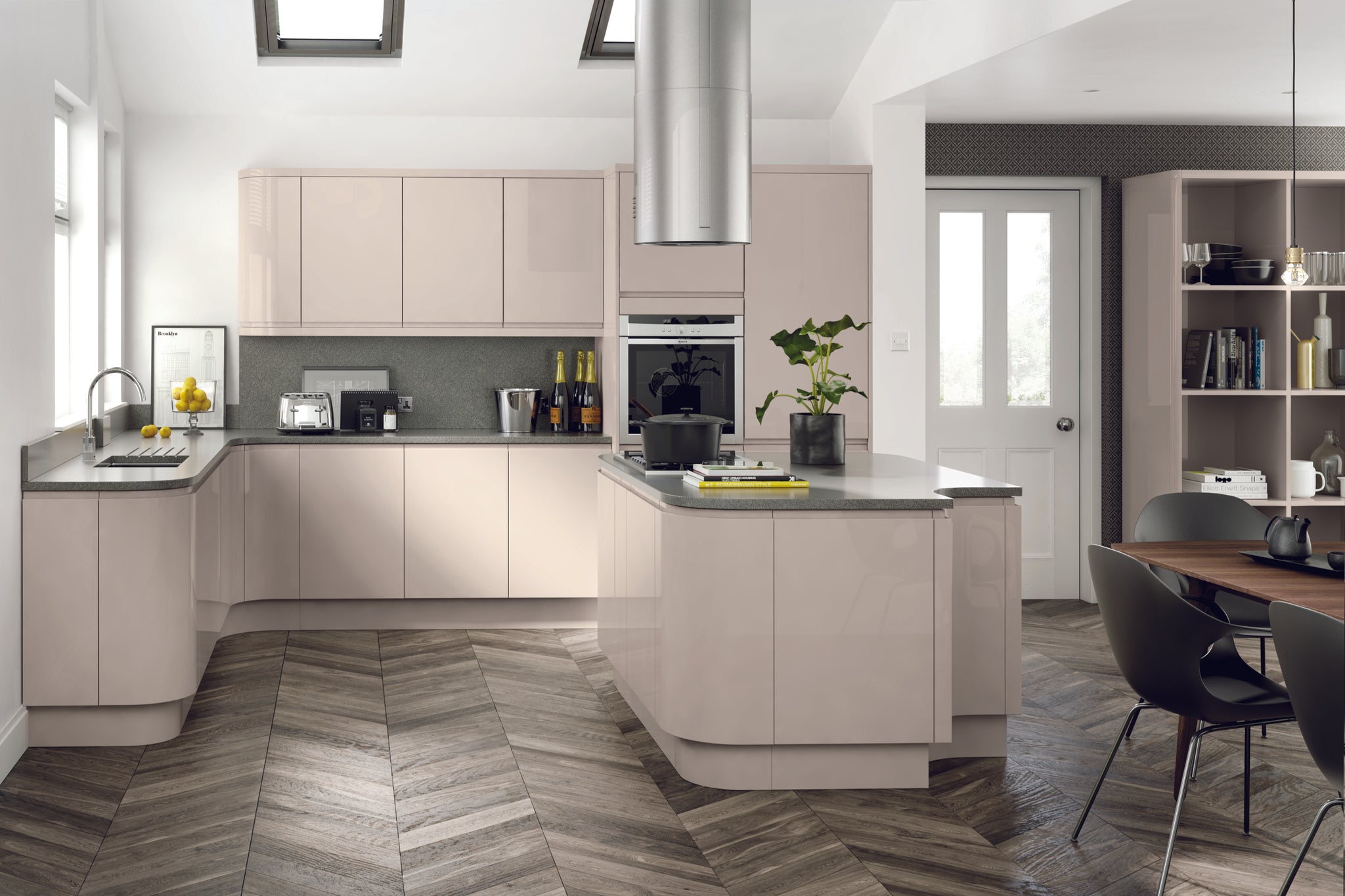 Cashmere High-Gloss Handleless Kitchen Door | Levana | Aspin Collins