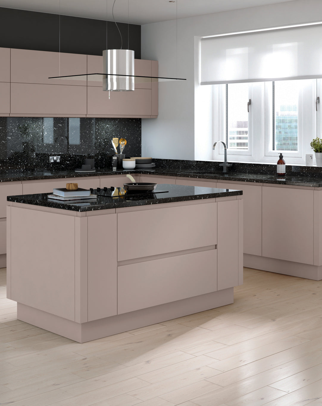 Cashmere Matt Handleless Kitchen Door | Levana | Aspin Collins