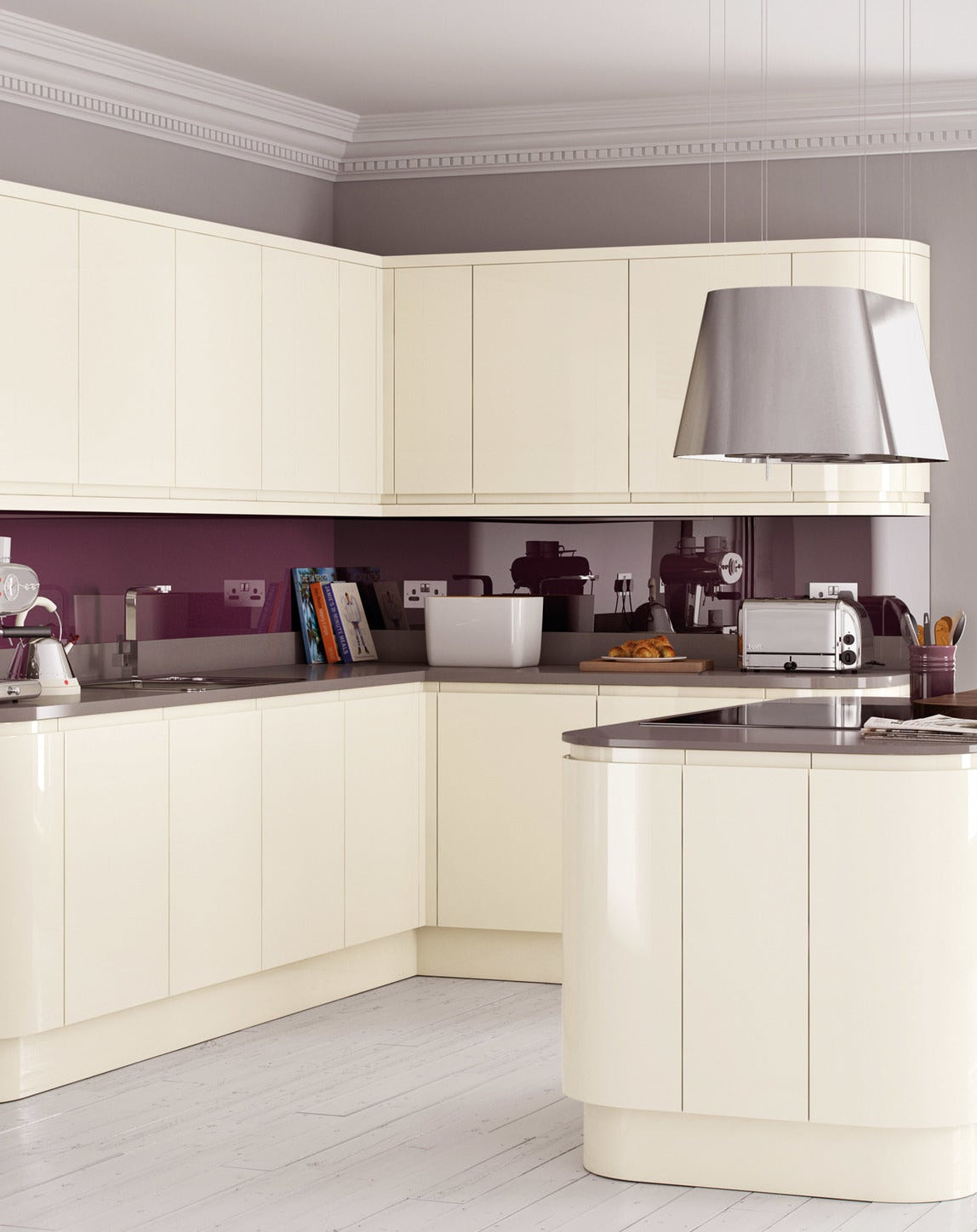 Cream High-Gloss Handleless Kitchen Door | Levana | Aspin Collins