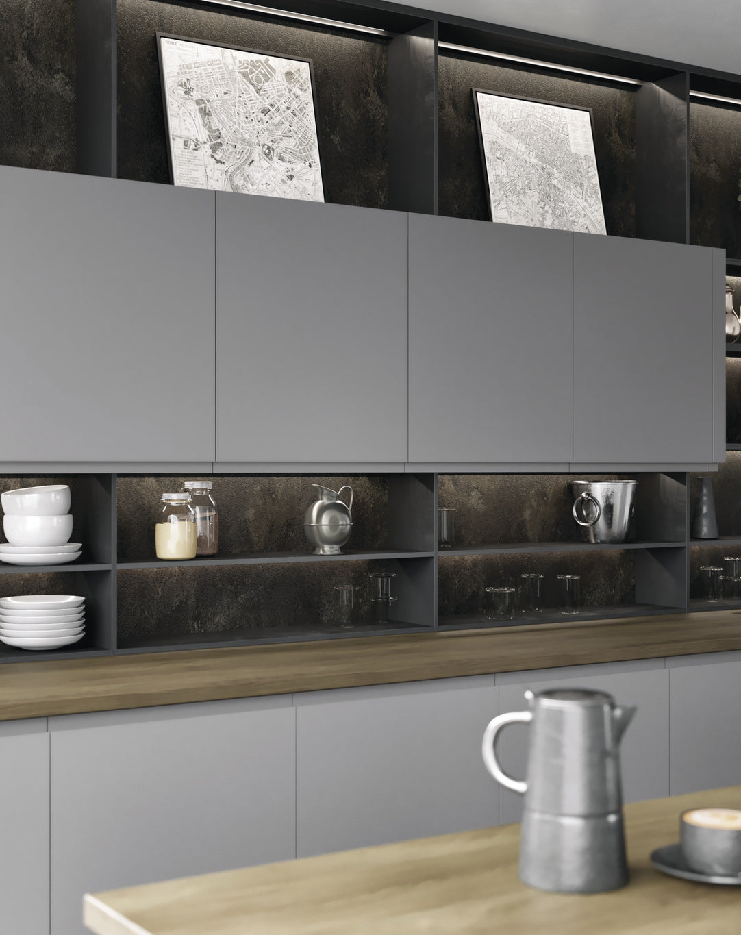 Levana Dust Grey Matt Kitchen Doors | Minimalist Soft-Touch Matt Kitchen Doors | Aspin Collins