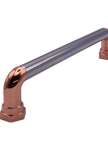 Copper & Chrome Pull Bar Handle | Dawn | Modern Cabinet & Drawer Handle | Aspin Collins