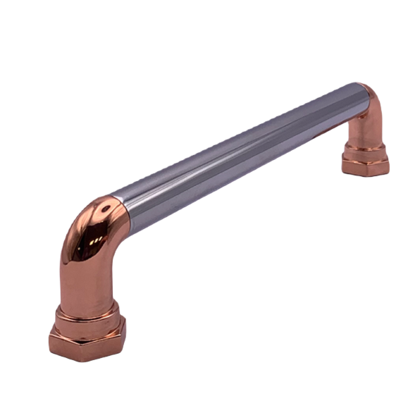 Copper & Chrome Pull Bar Handle | Dawn | Modern Cabinet & Drawer Handle | Aspin Collins
