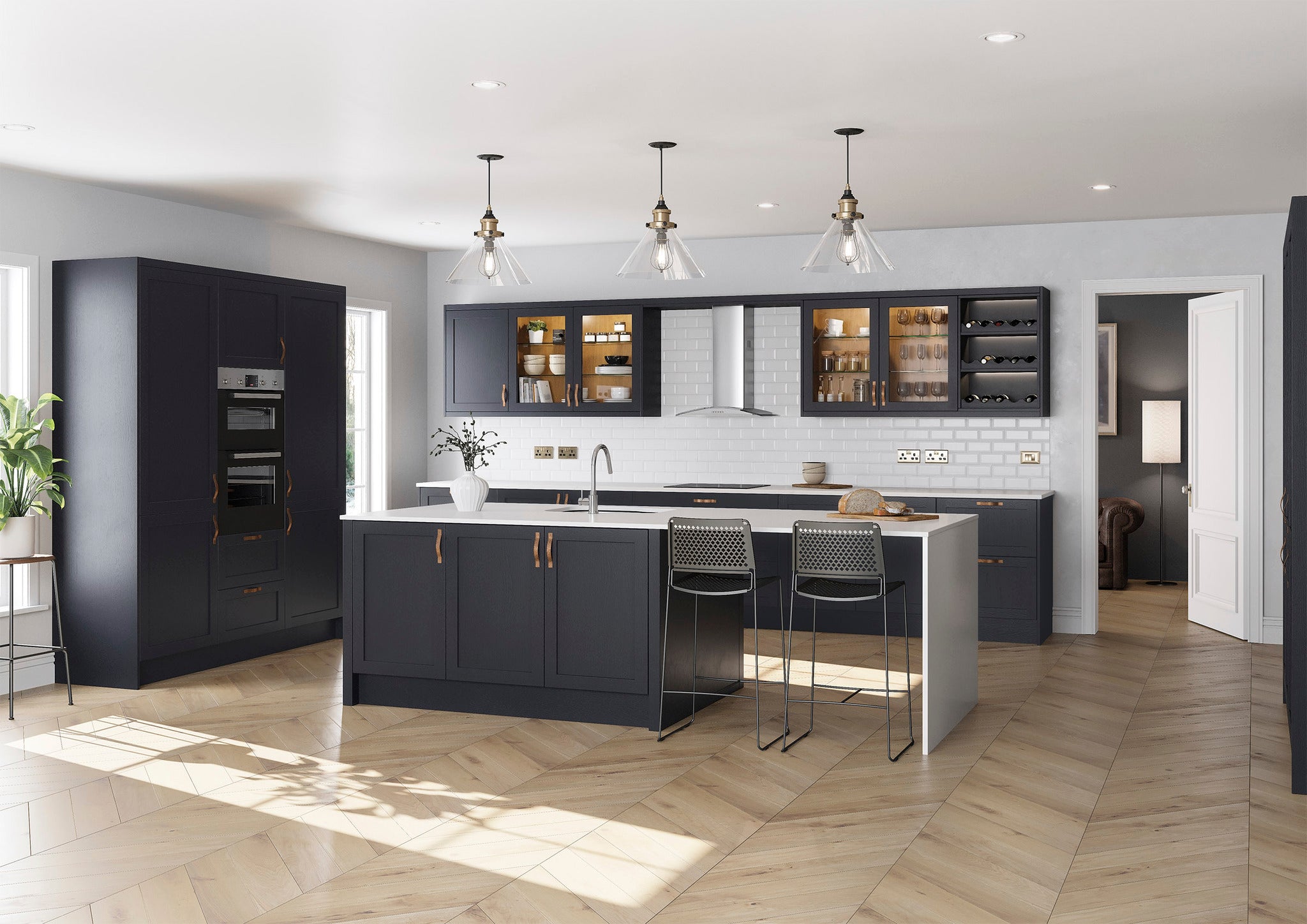Mayfair Indigo Shaker Kitchen Doors | Bold & Stylish Solid Ash Doors | Aspin Collins